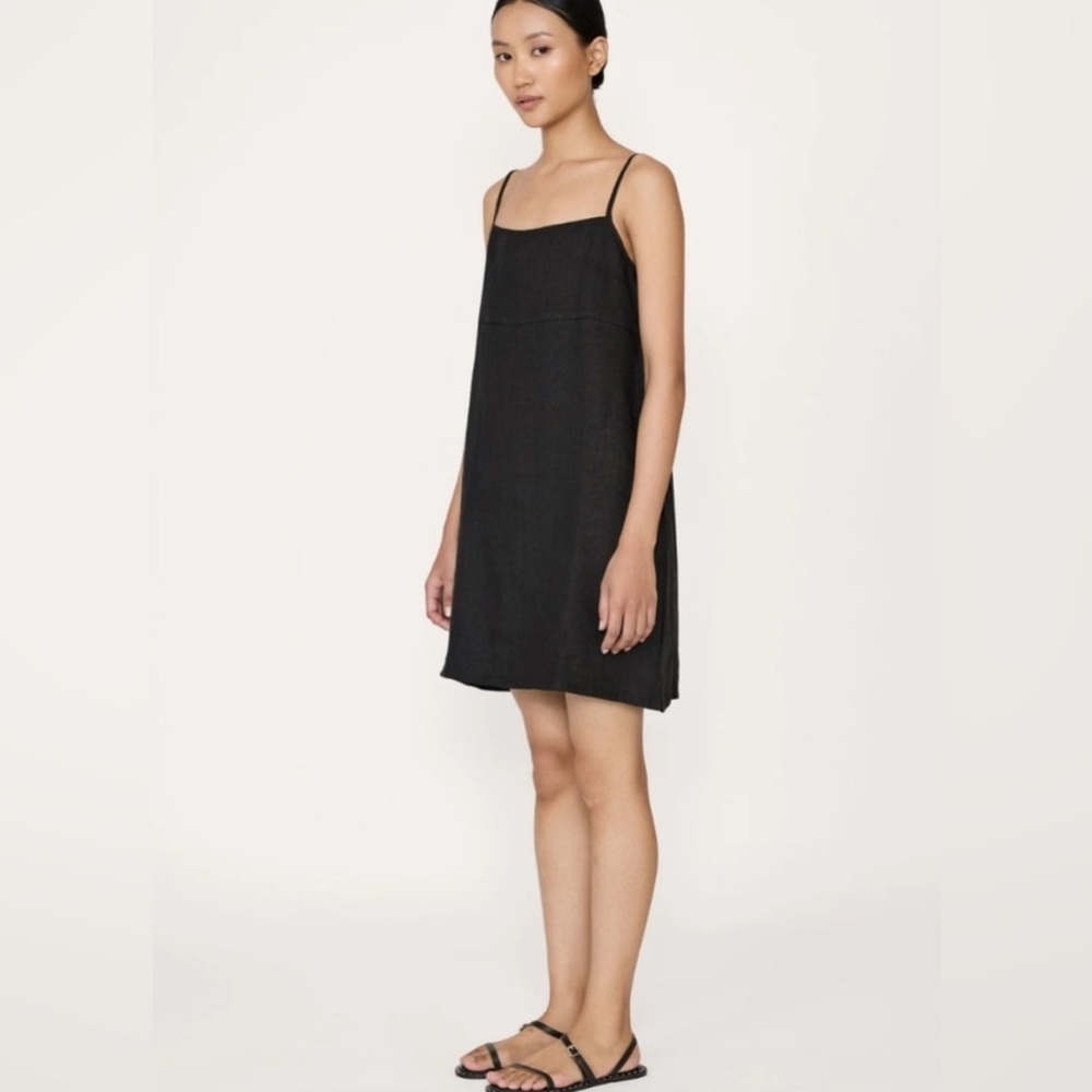 Laude The Label Organic Linen Spaghetti Strap Babydoll Mini Dress |Size Medium| - Picture 9 of 10